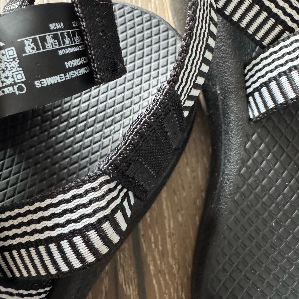 Chaco zCloud Black and White Strappy Sandals - Picture 6 of 9